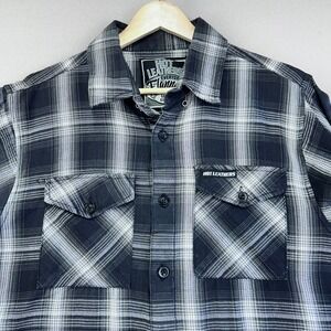 Hot Leathers Flannel Shirt Mens Large Black Plaid Everyday Blanket Button Up‎